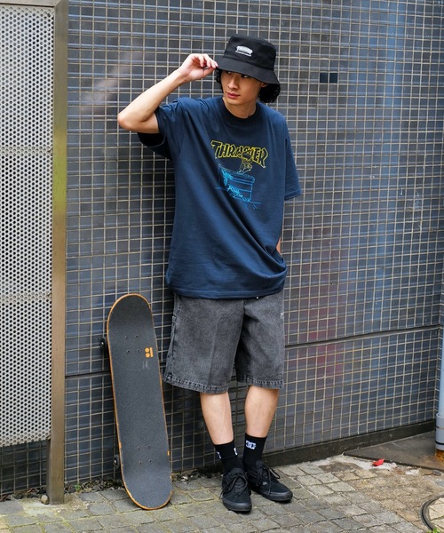 THRASHER パンツ EASY HALF PANTS/スラッシャーワイドバギーシルエット