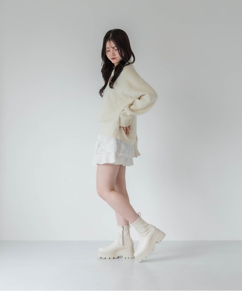 EVOL（イーボル） ブーツ 「EVOL」ソフトストレッチ厚底ブーツ IX5474