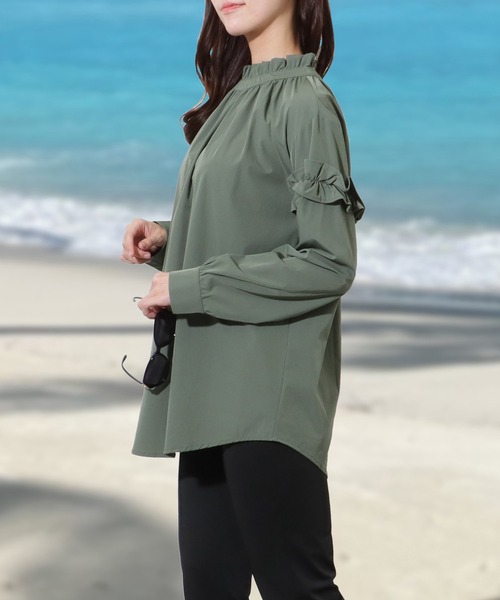 ZARA - メゾンドドルチェ　ラッシュガード　フリル　長袖　プール　海　ビーチ　【新品】 ZARA - メゾンドドルチェ ラッシュガード フリル 長袖 プール 海