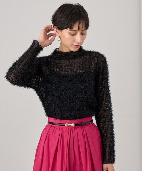 ANAYI tシャツ プレイドフェザーチュール プルオーバー