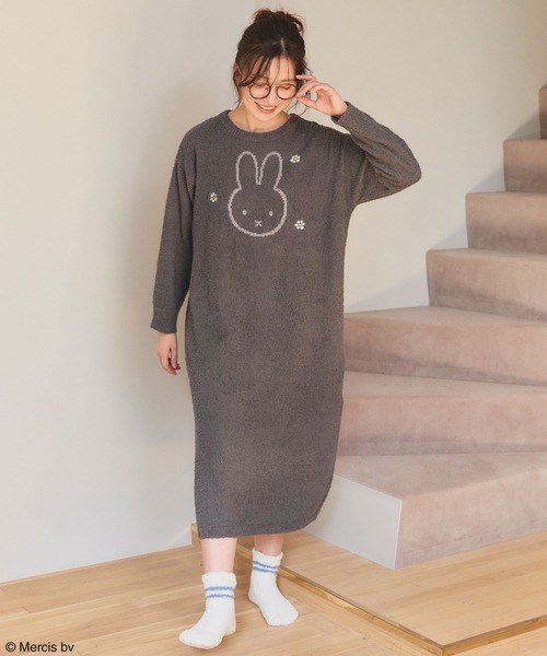 Miffy ミッフィー/miffyもこもこニットルームウェアパーカーワンピース ミッフィー/miffy】もこもこニットパーカーワンピースルーム