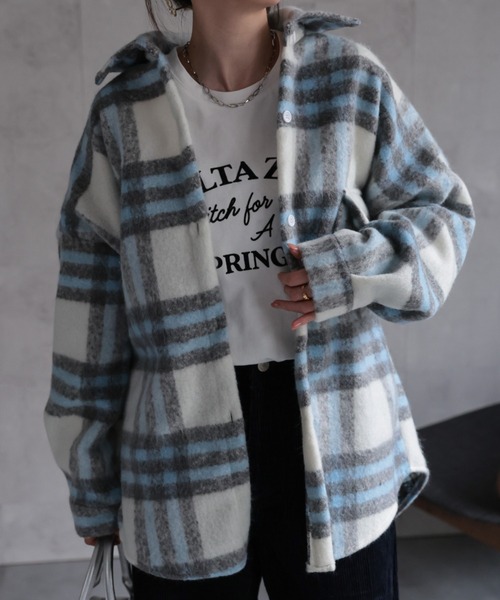 美品・希少✨45R メリノ縮絨908シャツジャケット　タータンチェック　L CREARE -LINO- 「ユニセックス商品」起毛 シャギーチェックビッグ