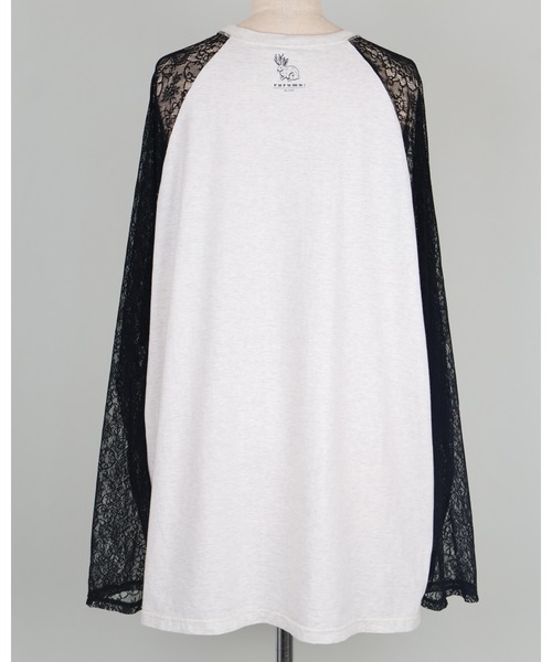 rurumu: tシャツ rurumu:/ルルムウ/lace raglan sleeve printed