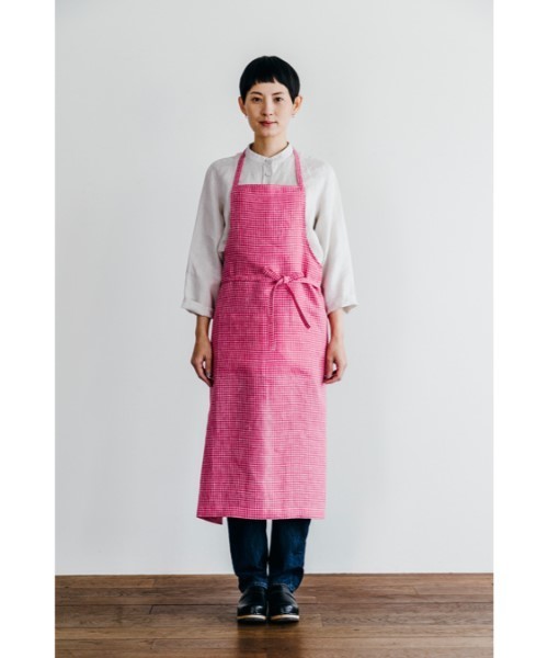 fog linen work フォグリネンワーク、フルエプロン ピンク fog linen work（フォグ リネン ワーク）リネン フルエプロン