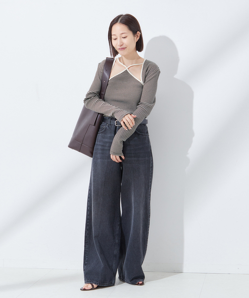 ジェーンスミス JANE SMITH ボーダー柄キャミソール カーディガンセット COTTON RANDOM BORDER RIB CAMISOLE JANESMITH キャミソール 「JANE SMITH/ジェーンスミス」COTTON