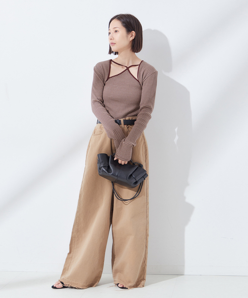 ジェーンスミス JANE SMITH ボーダー柄キャミソール カーディガンセット COTTON RANDOM BORDER RIB CAMISOLE JANESMITH キャミソール 「JANE SMITH/ジェーンスミス」COTTON