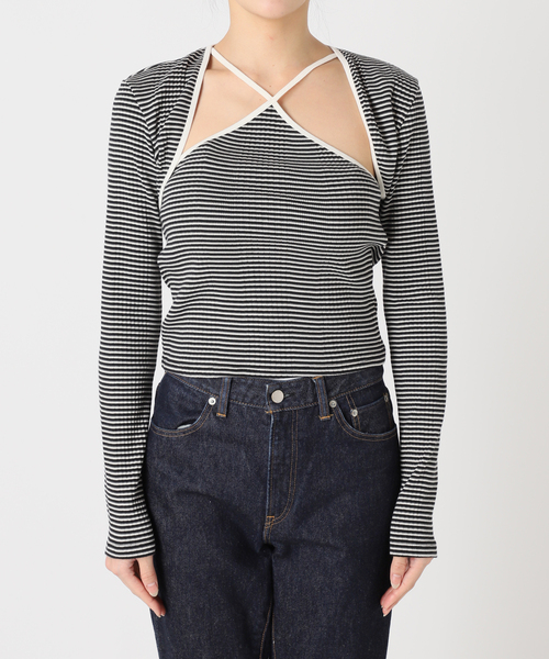 ジェーンスミス JANE SMITH ボーダー柄キャミソール カーディガンセット COTTON RANDOM BORDER RIB CAMISOLE JANESMITH キャミソール 「JANE SMITH/ジェーンスミス」COTTON