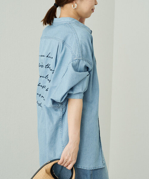 Loungedress ブラウス シャツ デニム刺繍シャツ レディース