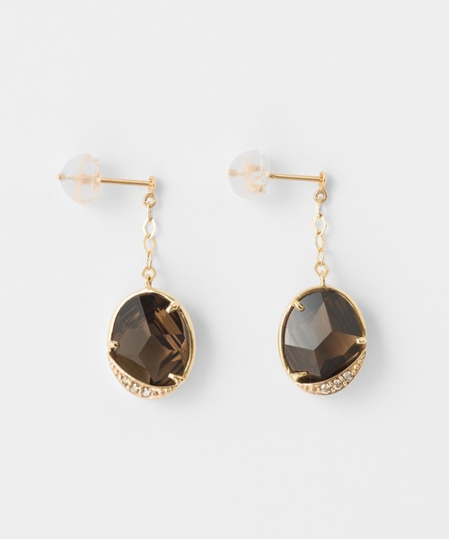 Jewel closet by L&Co. ピアス K10 スモーキークォーツ ダイヤモンド 