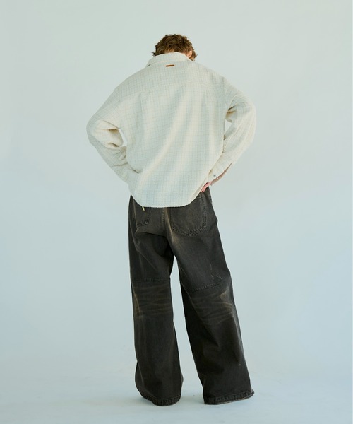 wide baggy broken denim trousers / ワイドバギー汚れ加工