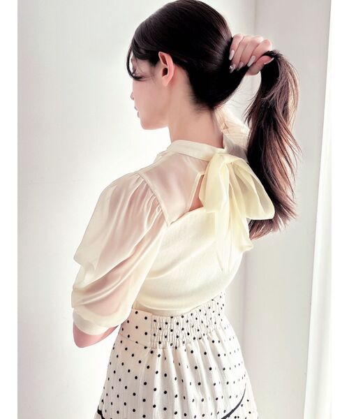 ニット セーター back ribbon knit pullover /バックリボン ボリュームスリーブ ニット レディース ニット セーター back ribbon knit pullover /バックリボン