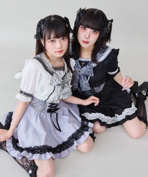 DearMyLove ブラウス シャツ 十字架クモレースセーラーフリル