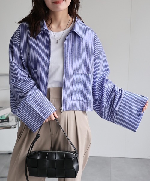 ブラウス シャツ ダブルストライプブラウス/492236 レディース Elura ブラウス シャツ ダブルストライプブラウス/492236