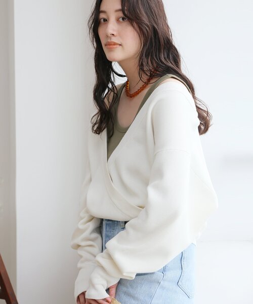 「Spick & Span」 Vネックニット FREE チャコールグレー レディース Spick＆Span 「Spick & Span」 Vネックニット FREE グレー