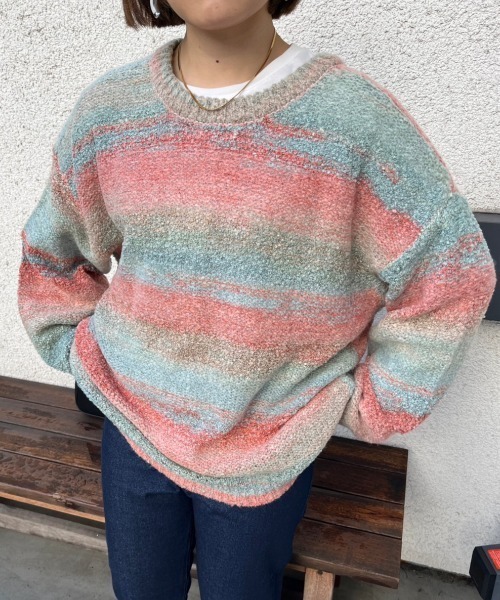 「nemne store」 ニットカーディガン MEDIUM ブルー レディース_画像8