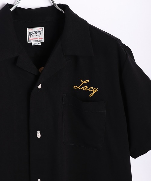 新品タグ付き＊HOUSTON パイルボーリングシャツ ブラック XL HOUSTON シャツ ヒューストン ボーリングシャツ 半袖 タイガー