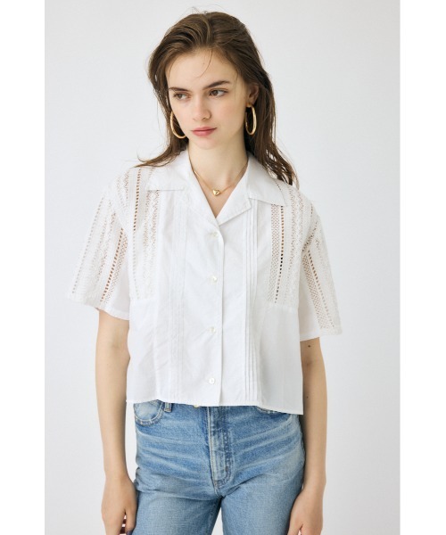 ブラウス シャツ 「セットアップ対応」LACE OPEN COLLAR シャツ レディース