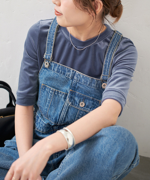 tシャツ 「追加」ベロアハーフスリーブプルオーバー レディース