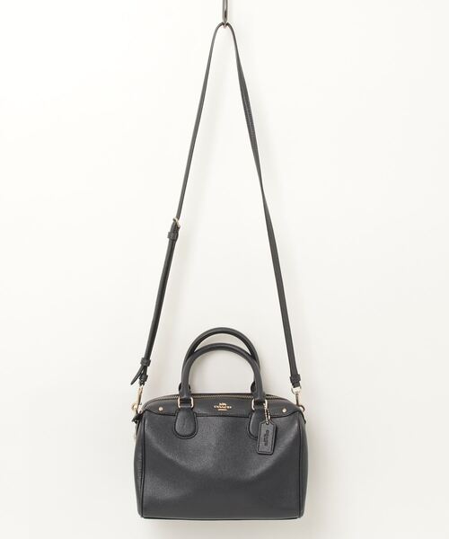 COACH ネイビー 合革×スエード ハンドバッグ