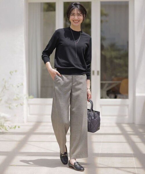 パンツ モナベールツイル チェック ワイド レディース : ZOZOTOWN