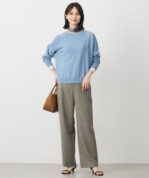 パンツ モナベールツイル チェック ワイド レディース : ZOZOTOWN