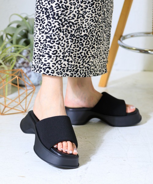 「attagirl」 フラットサンダル LL ブラック レディース_画像3