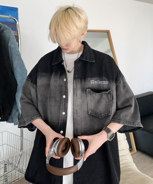 「neos」 「FVLMEN」半袖シャツ LARGE ブラック メンズ_画像4