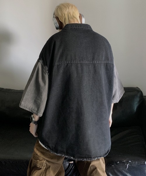 「neos」 「FVLMEN」半袖シャツ LARGE ブラック メンズ_画像7