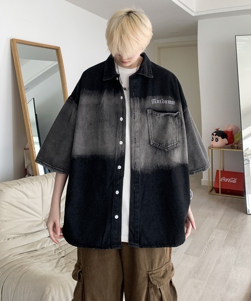 「neos」 「FVLMEN」半袖シャツ LARGE ブラック メンズ_画像9