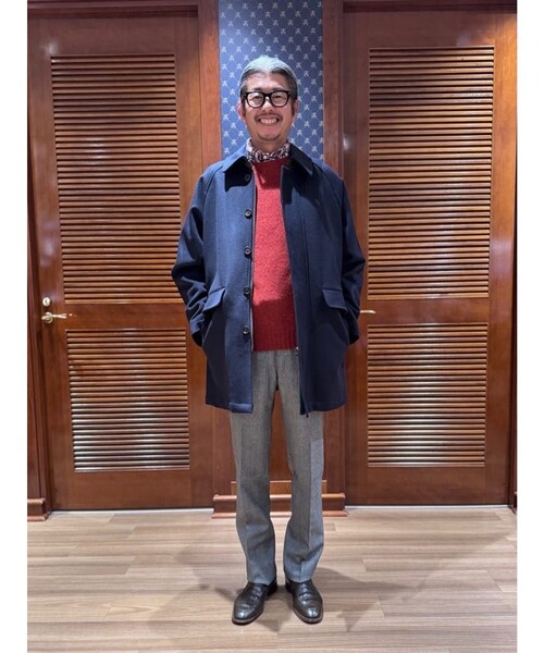 カシミアステンカラーコート XL相当　ラグランスリーブ　ネイビー BROOKS BROTHERS（ブルックスブラザーズ） ステンカラーコート コート
