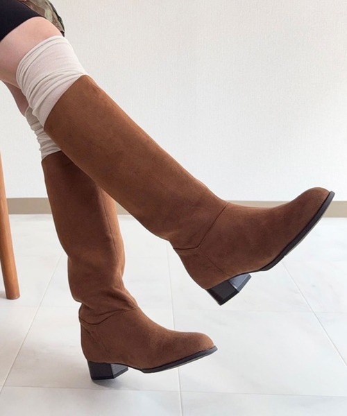 lus.（ラスドット） ブーツ ワイドシャフトスエードロングブーツ