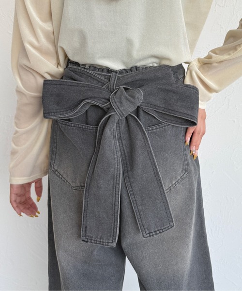kutir ジーンズ デニム デニムパンツ 2wayバックリボンカーブデニム