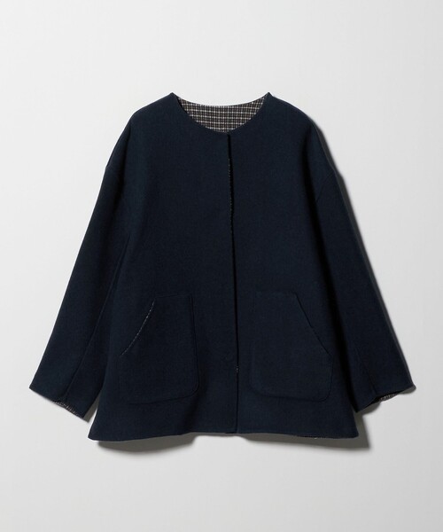 【訳あり】Drawer コンビリバーノーカラーコートリバーシブル 36 Drawer（ドゥロワー）の「Drawer コンビリバーノーカラーコート