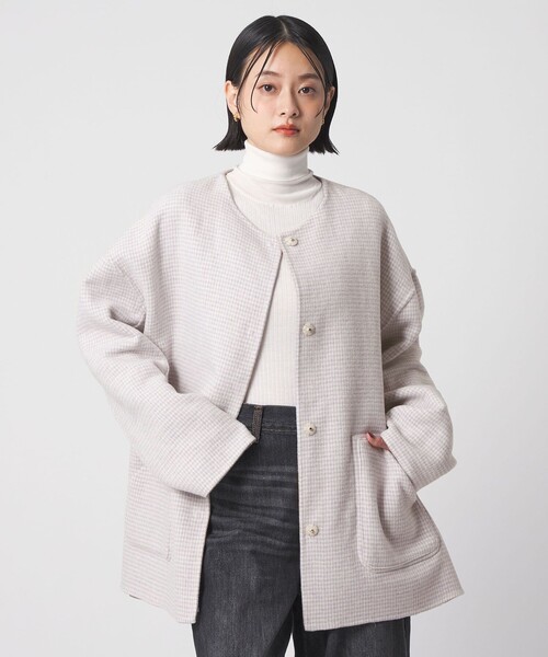 SEVENDAYS=SUNDAY リバーシブルノーカラーガウンコート L グレ SEVENDAYS=SUNDAY - SEVENDAYS=SUNDAY リバーシブルノーカラーガウン