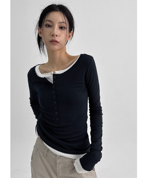 未使用品　45rpm ヘンリーネック　長袖tシャツ　きなり　レディース BLACKUP（ブラックアップ） tシャツ 「MADE」 ケシルヘンリーネック