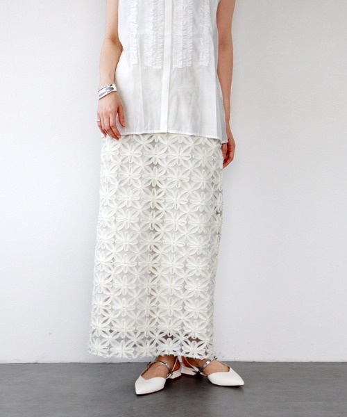 Jines（ジネス） スカート フラワー刺繍タイトスカート : ZOZOTOWN