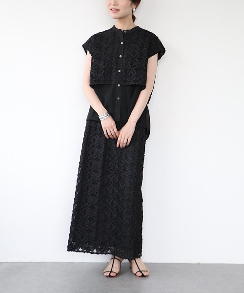 Jines（ジネス） スカート フラワー刺繍タイトスカート : ZOZOTOWN