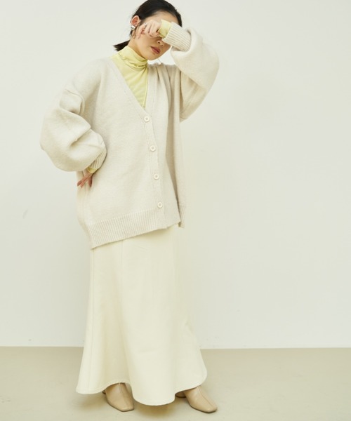 「VANNIE U」 ニットカーディガン FREE イエロー レディース_画像4