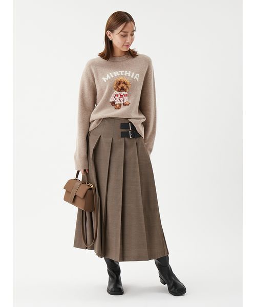 新品Mila Owen トイプードルクルーネックジャガードニットベージュ ミラ オーウェン Mila Owen トイプードルクルーネックジャガードニット