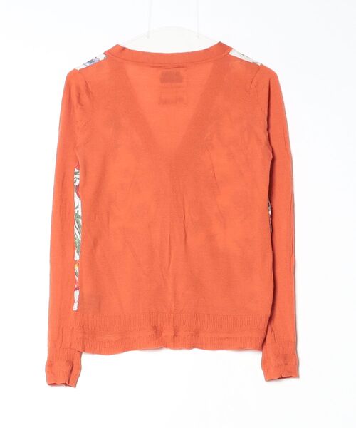 「MUVEIL」 花柄ニットカーディガン FREE オレンジ レディース_画像2