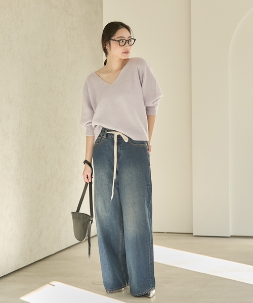 PLAGE ベージュ Vネック セーター 長袖 追加》Fine Gauge V ニット（ニット／セーター）｜Plage（プラージュ