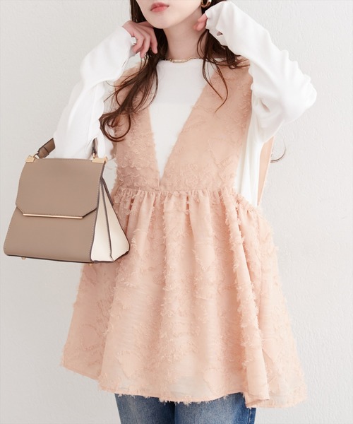 【未使用】立体花モチーフワンピース＆ベスト セット ナチュラル系品梱包方法選択可 natural couture ワンピース お花ジャガードベスト×ラメワンピース