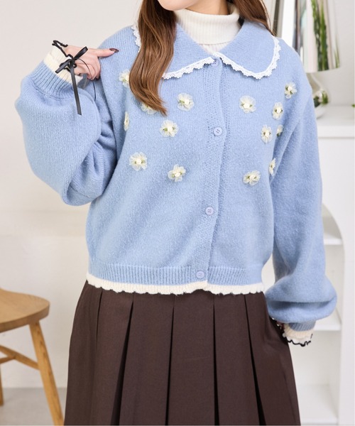 kutir（クティール） カーディガン フラワーモチーフカーディガン