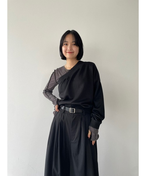 「HANNE」 スウェットカットソー FREE グレー レディース_画像2