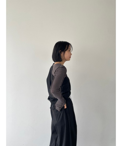 「HANNE」 スウェットカットソー FREE グレー レディース_画像3