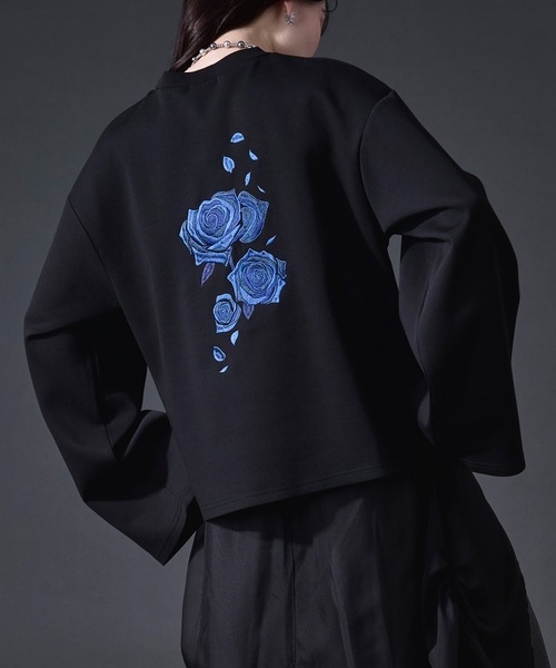 Ellno Loset（エルノロゼット） tシャツ バックフラワー刺繍ポンチロン