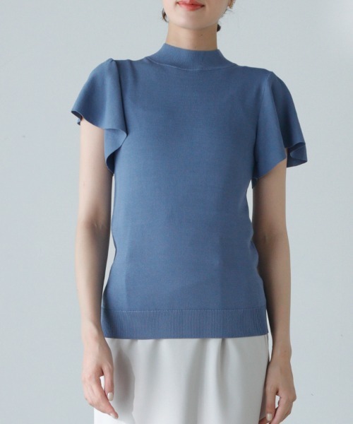 「M.deux」 半袖ニット MEDIUM ブルー レディース_画像7