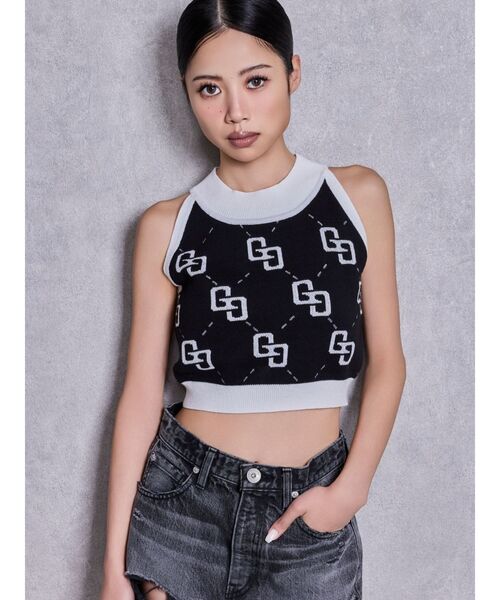 GYDA（ジェイダ） タンクトップ ノースリーブ GG glitter quilting
