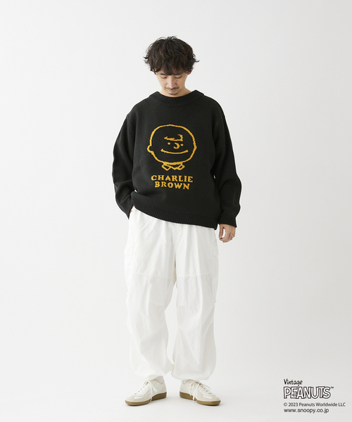 「PEANUTS」 長袖ニット MEDIUM ベージュ メンズ_画像2