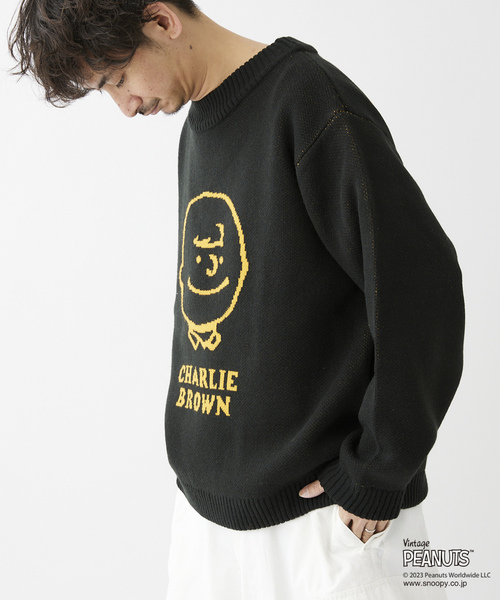 「PEANUTS」 長袖ニット MEDIUM ベージュ メンズ_画像5